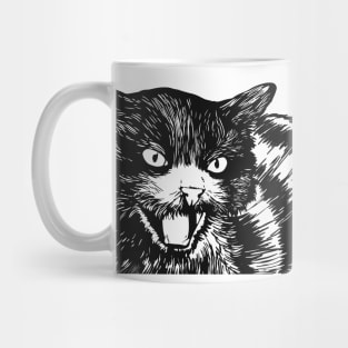 Halloween Cat illustration black and white Mug